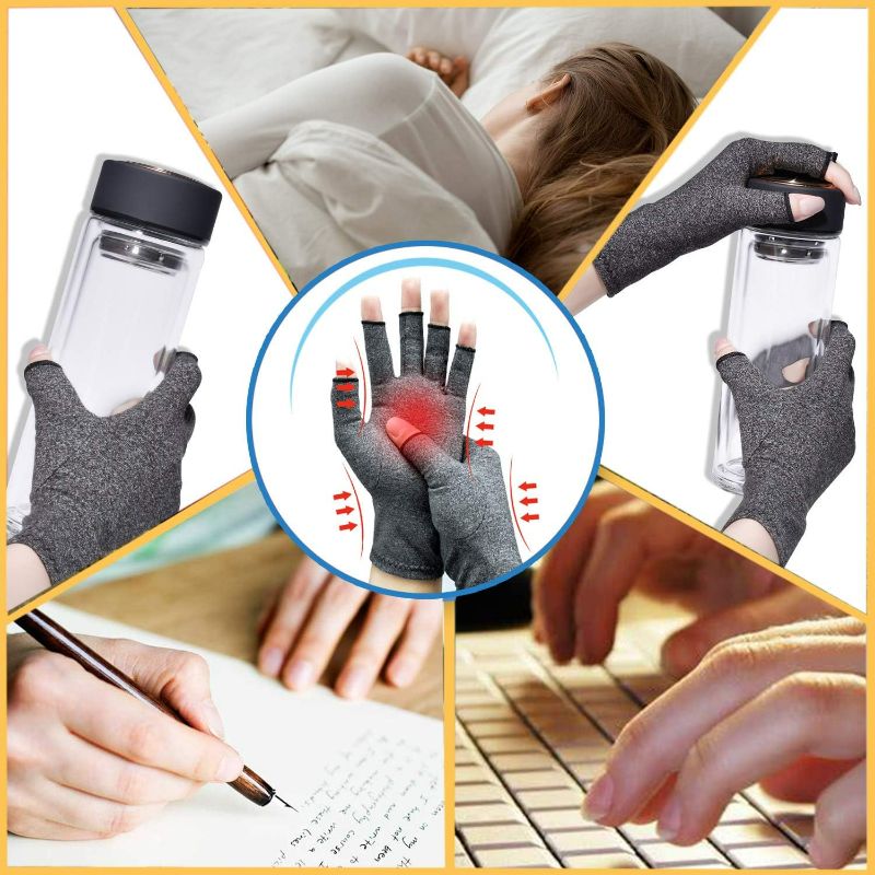 Photo 3 of Arthritis Gloves,New Material, Compression for Arthritis Pain Relief Rheumatoid Osteoarthritis and Carpal Tunnel, Premium Compression & Fingerless Gloves (Dark Gray, XL)