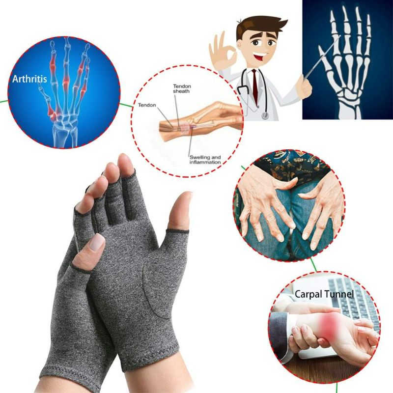 Photo 2 of Arthritis Gloves,New Material, Compression for Arthritis Pain Relief Rheumatoid Osteoarthritis and Carpal Tunnel, Premium Compression & Fingerless Gloves (Dark Gray, XL)