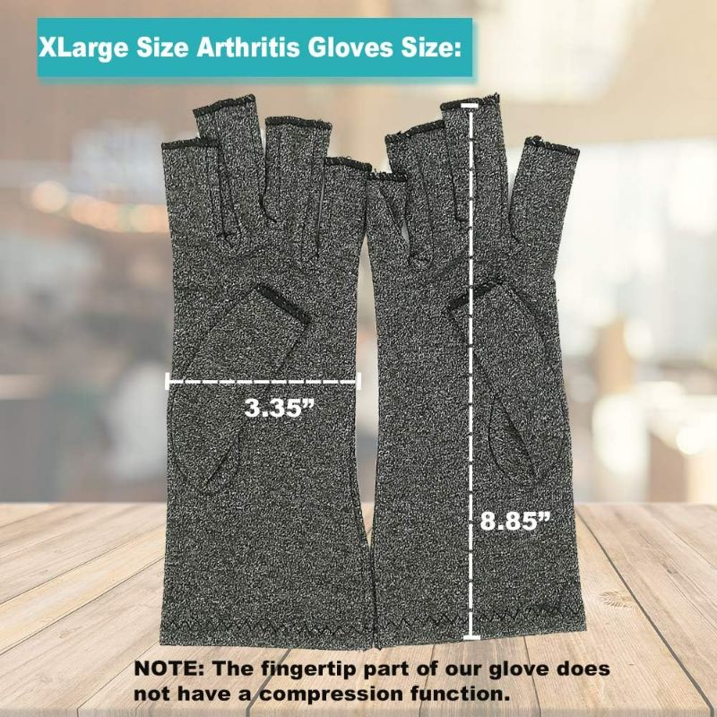 Photo 8 of Arthritis Gloves,New Material, Compression for Arthritis Pain Relief Rheumatoid Osteoarthritis and Carpal Tunnel, Premium Compression & Fingerless Gloves (Dark Gray, XL)