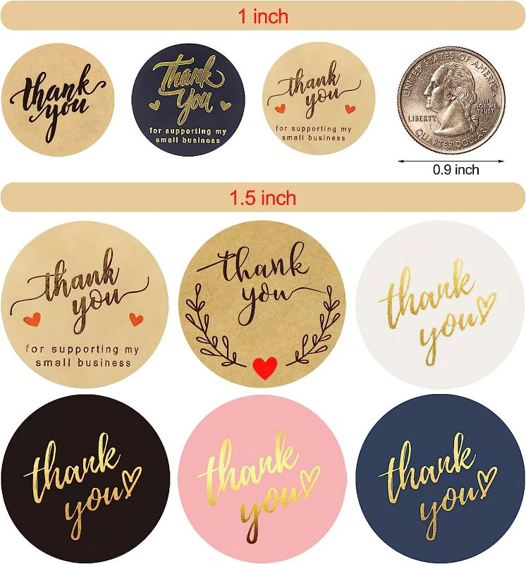Photo 2 of ( 2 Pack ) 1 Inch 500 Pcs Kraft Thank You Stickers for Supporting My Small Business Package Roll, Thank You Logo Labels for Custom Envelope Seals Wedding Birthday Party Gift Wrap Bag 