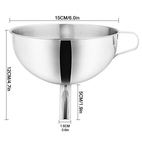 Photo 2 of 6'' Stainless Steel Large Kitchen Funnel with Detachable Strainer/Filter for Transferring of Liquid Dry Ingredients