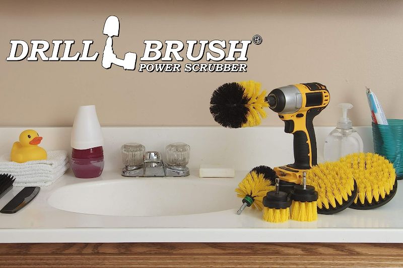 Photo 6 of Bathroom Accessories - Drill Brush - Shower Cleaner - Shower Curtain - Bathtub - Bath Mat - Sink - Tile - Grout Cleaner - Porcelain - Fiberglass - Cast Iron - Tub - Flooring