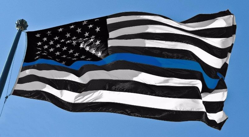 Photo 7 of Thin Blue Line Flag, 3x5 FT Blue line Flag Made in US, with Embroidered Stars, Sewn Stripes, Brass Grommets, UV Protection, 300D Nylon Black White and Blue