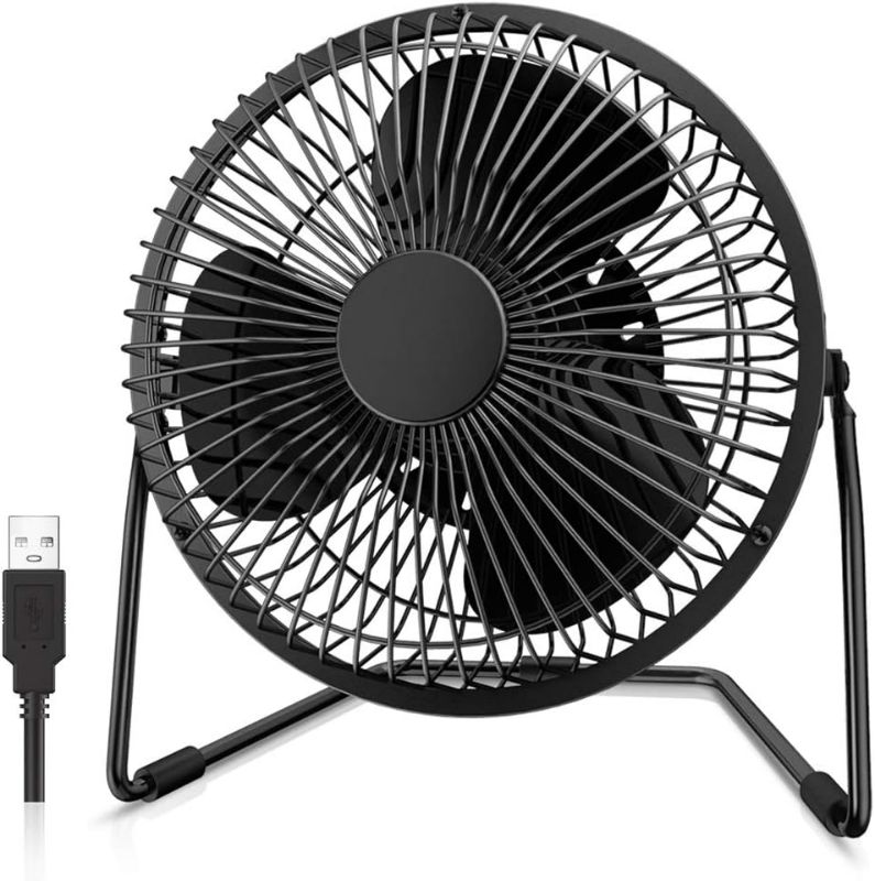 Photo 1 of EasyAcc 6 Inch USB Desk Fan, Small USB Desk Fan, [Small Quiet Strong Airflow and 360° Rotating Personal Table Cooling Fan] USB Powered Portable Fan, 2 Speed?3.3~4.1 M/S Black (USB POWERED ONLY)