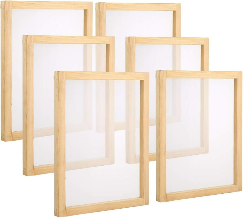 Photo 1 of Pllieay 6 Pieces Mini Wood Screen Printing Frames 6 x 8 Inch with 110 White Mesh for Screen Printing