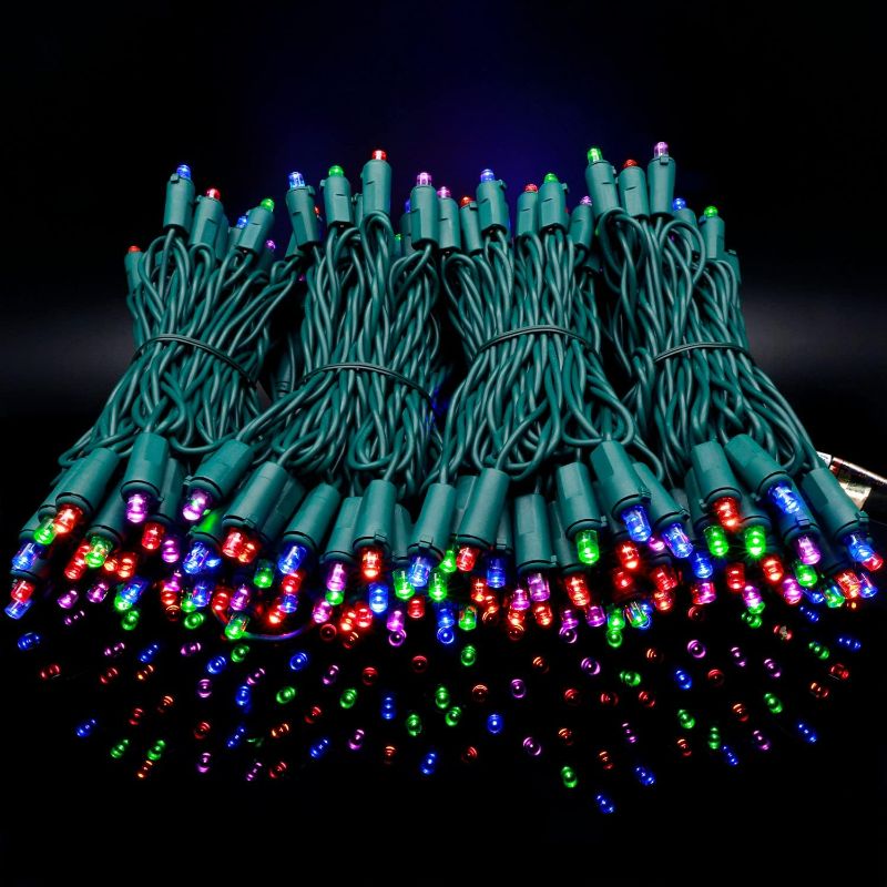 Photo 4 of YULETIME Multicolor Wide Angle LED Christmas Lights with Green Wire, 66 Feet 200 Count UL Certified Commercial Grade 5mm Holiday String Light Set (Multicolor)