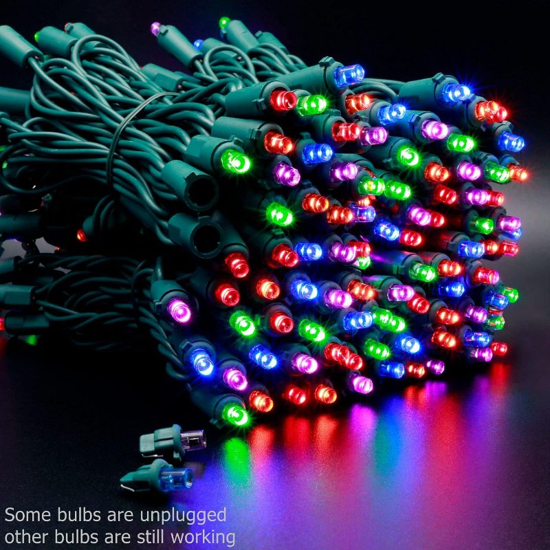 Photo 5 of YULETIME Multicolor Wide Angle LED Christmas Lights with Green Wire, 66 Feet 200 Count UL Certified Commercial Grade 5mm Holiday String Light Set (Multicolor)