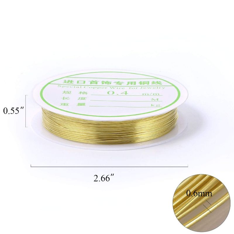 Photo 2 of 66Yard 10 Roll Gold Craft Wire Bulk 24Gauge Thin Metal Beading Wire Bulk for Jewelry Making and Craft