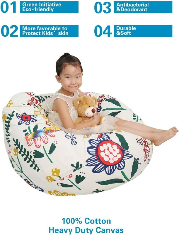 Photo 3 of Great Eagle 52x48 Inches Extra Large 100% Cotton Canvas Kids Stuffed Animals Storage Bean Bag Chair Cover Only for Toddlers,Kids,Teens and Adults ( SEE PHOTO FOR PRODUCT COLOR)