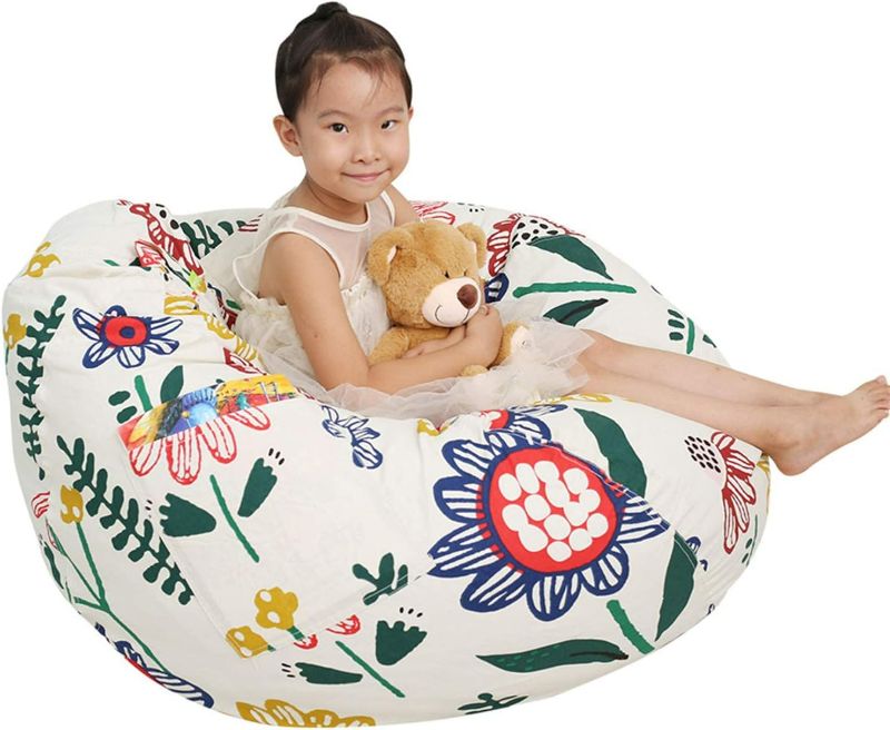 Photo 1 of Great Eagle 52x48 Inches Extra Large 100% Cotton Canvas Kids Stuffed Animals Storage Bean Bag Chair Cover Only for Toddlers,Kids,Teens and Adults ( SEE PHOTO FOR PRODUCT COLOR)