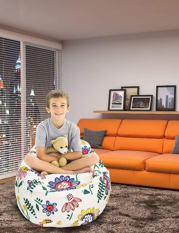 Photo 6 of Great Eagle 52x48 Inches Extra Large 100% Cotton Canvas Kids Stuffed Animals Storage Bean Bag Chair Cover Only for Toddlers,Kids,Teens and Adults ( SEE PHOTO FOR PRODUCT COLOR)