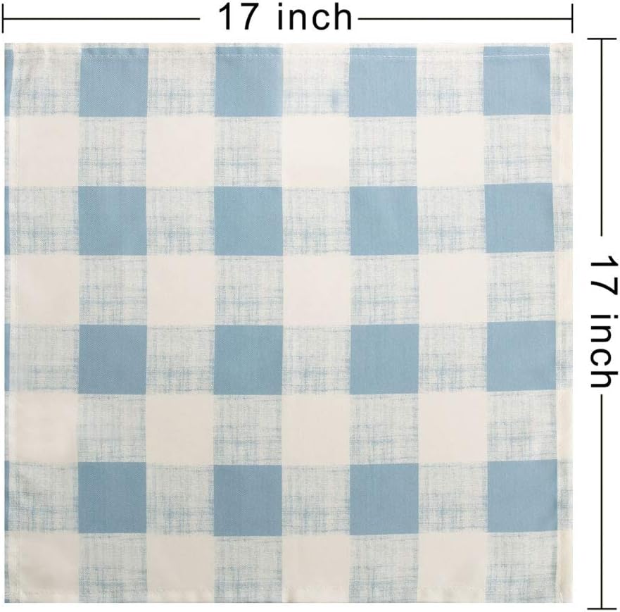 Photo 6 of VCVCOO Anti-Stain Checkered Cloth Napkins - 17 by 17 Inches Washable, 100% Polyester Dinner Napkins with Hemmed Edges Great for Weddings, Parties, Holiday (Blue, Set of 4)