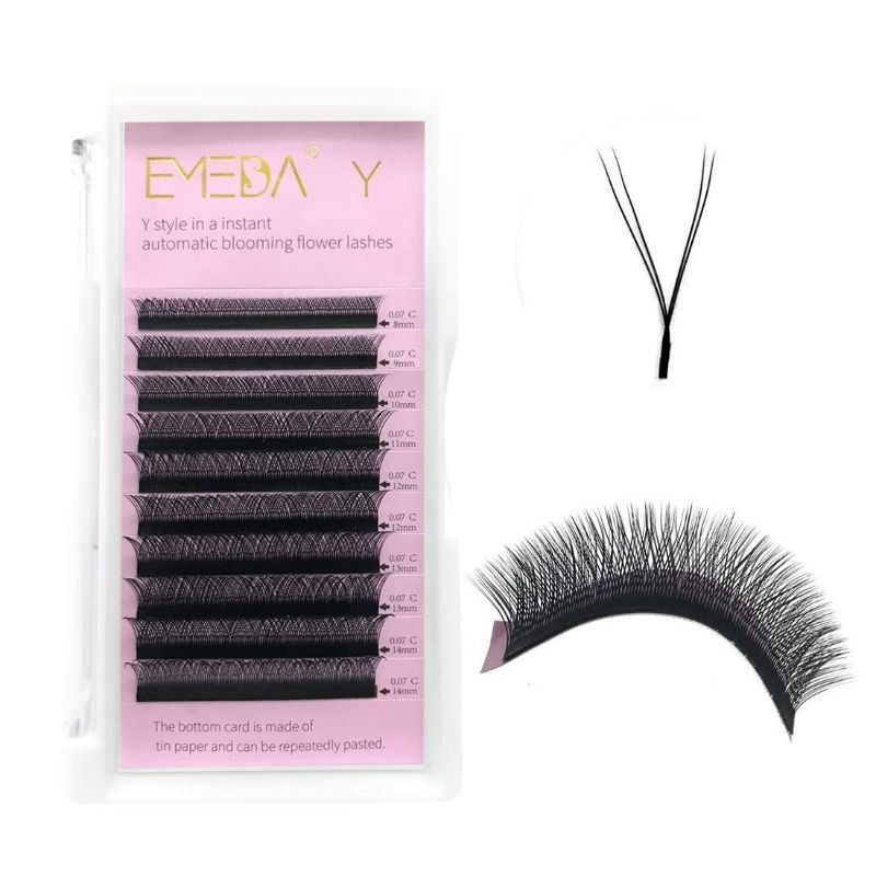 Photo 1 of Y Lash Extensions C Curl .07mm 9mm Mix Tray Premade Volume 2D Fans Eyelash Extension .07 Mix YY Type Wispies Soft Eye Lashes Supplies by EMEDA ?0.07 C 9mm ?