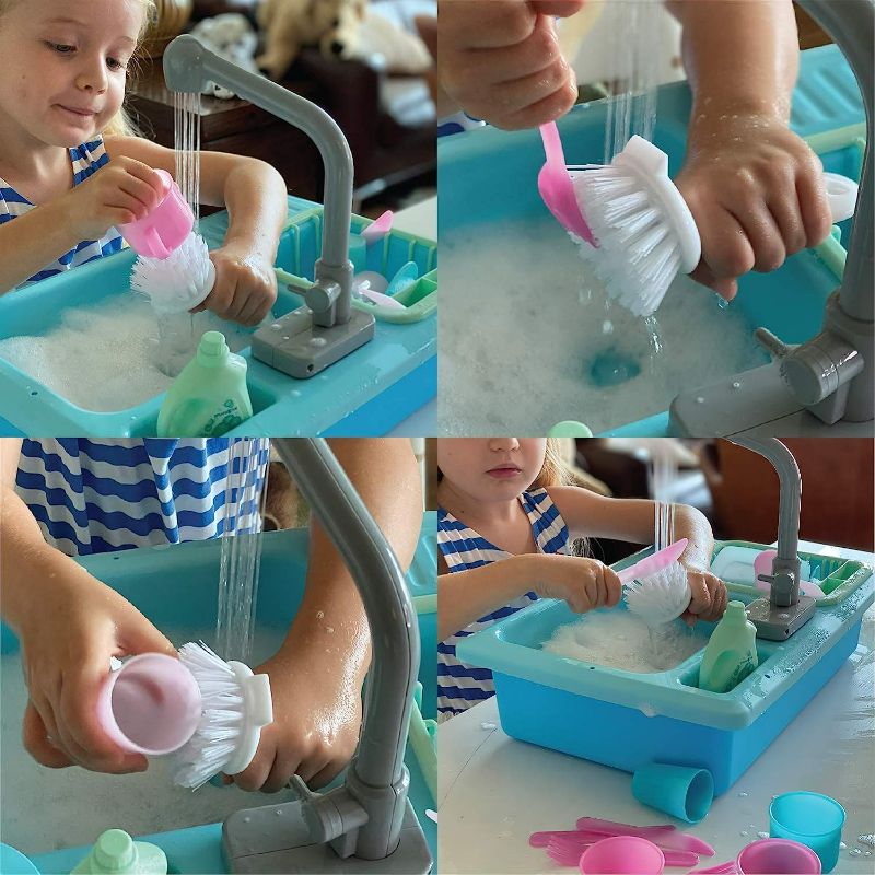 Photo 5 of The Bubble Factory SPLASHFUN Wash-up Kitchen Sink Play Set, Color Changing Play Cups & Accessories, Running Water Pretend Play, 15 Pieces, Age 3+, Kitchen Toy Set with Working Faucet, Easy Storage
.