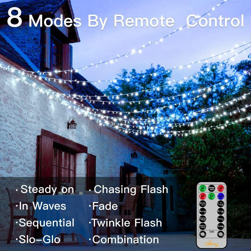Photo 3 of Ollny Christmas Lights Outdoor 800LED/262ft - Cool White Super Long Christmas Tree Light with 8 Modes Timer Remote,Waterproof Plug in Fairy String Lights for Indoor Xmas House Outside Yard Decorations Cool White 800LED