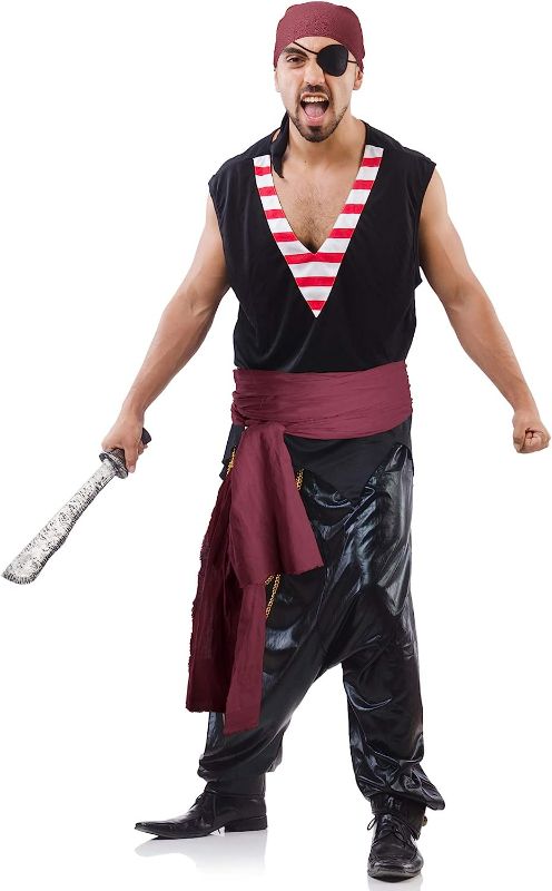 Photo 1 of SATINIOR Pirate Costume Women Men Pirate Head Scarf Hat Accessories Pirate Sash Belt Bandana Headband Waist Belt