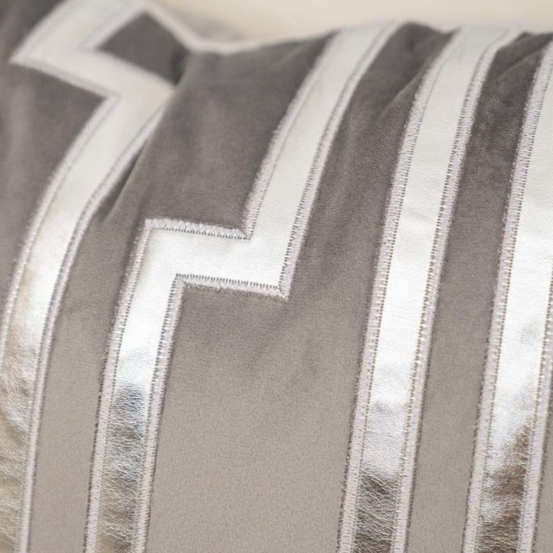 Photo 4 of Alerfa 20 x 20 Inches Gray Geometric Silver Leather Striped Cushion Cases Luxury European Throw Pillow Covers Decorative Pillows for Couch Living Room Bedroom Car 50 x 50cm