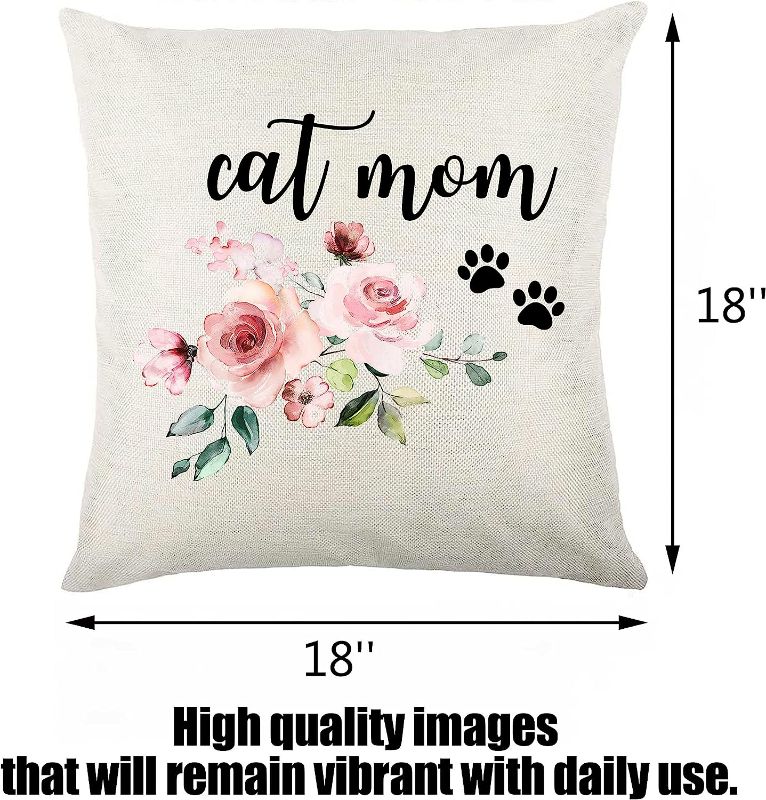 Photo 4 of LIBIHUA Cat Mom - Throw Pillow Case Covers Decorative Gift from Daughter – Mothers Day Christmas Birthday Gifts for Cat Mom,Mother in Law,New Mother - I Love You Mom - Gift Idea for Cat Lovers Women