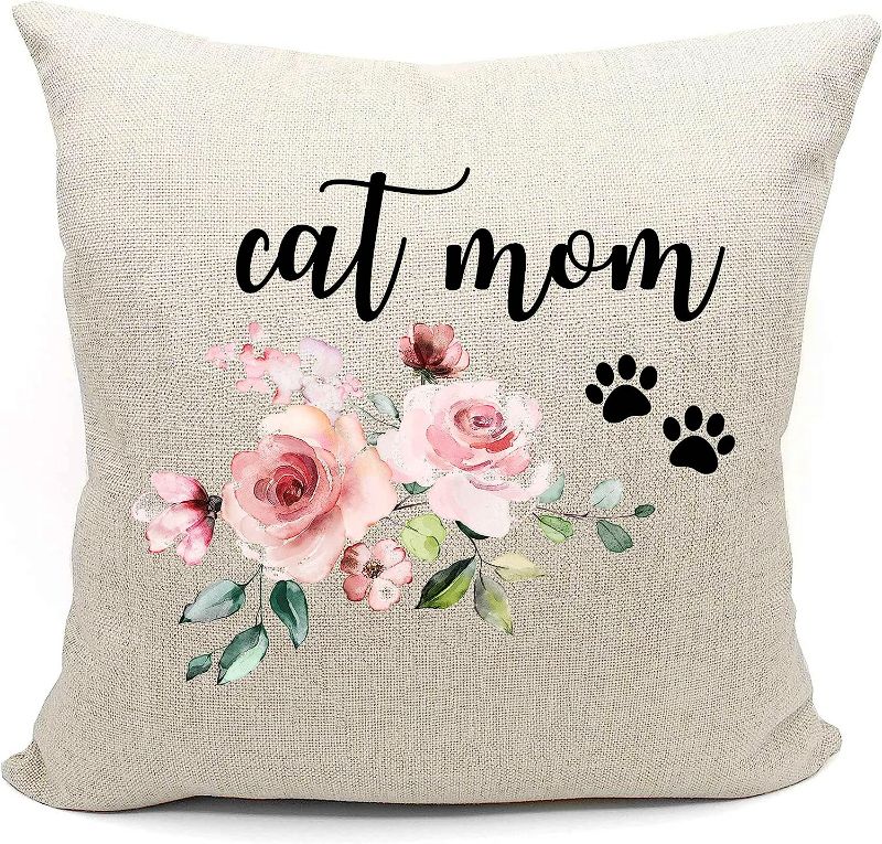 Photo 1 of LIBIHUA Cat Mom - Throw Pillow Case Covers Decorative Gift from Daughter – Mothers Day Christmas Birthday Gifts for Cat Mom,Mother in Law,New Mother - I Love You Mom - Gift Idea for Cat Lovers Women