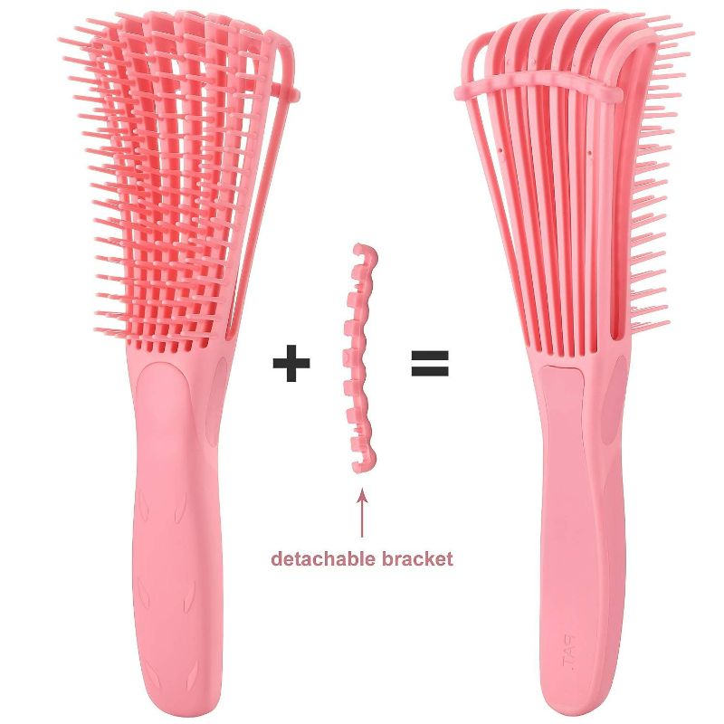 Photo 4 of 2 Pack Detangling Brush for Curly Hair, ez Detangler Brush Hair Detangler, Afro Textured 3a to 4c Kinky Wavy for Wet/Dry/Long Thick Curly Hair, Exfoliating for Beautiful and Shiny Curls (Blue, Pink)