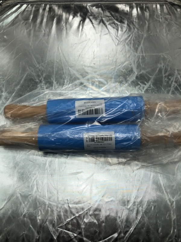 Photo 2 of ( Pack of 2 ) NASNAIOLL Silicone Rolling Pin Non Stick Surface Wooden Handle 1.97X15.15 (Blue) 1.97X15.15