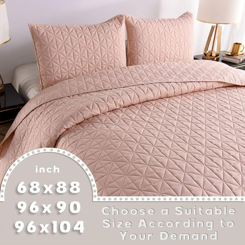 Photo 3 of Exclusivo Mezcla 3-Piece King Size Quilt Set with Pillow Shams, Grid Quilted Bedspread/Coverlet/Bed Cover(96x104 Inches, Blush Pink) -Soft, Lightweight and Reversible