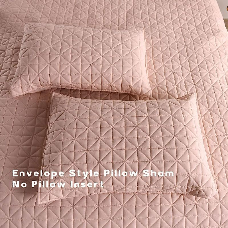 Photo 5 of Exclusivo Mezcla 3-Piece King Size Quilt Set with Pillow Shams, Grid Quilted Bedspread/Coverlet/Bed Cover(96x104 Inches, Blush Pink) -Soft, Lightweight and Reversible