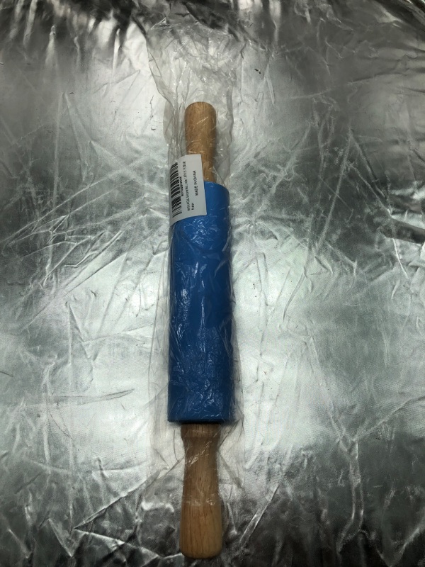 Photo 1 of NASNAIOLL Silicone Rolling Pin Non Stick Surface Wooden Handle 1.97X15.15 (Blue) Blue 1.97X15.15