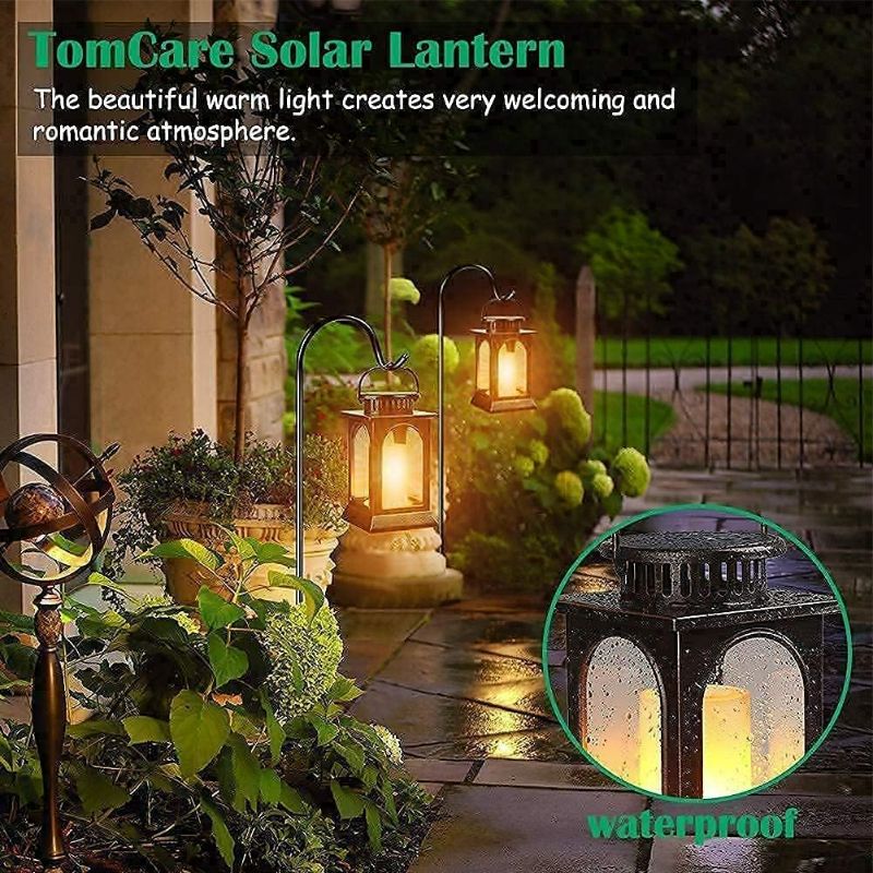 Photo 6 of (2 Pack) TomCare Solar Lights Flickering Flame for Patio Garden Deck Yard