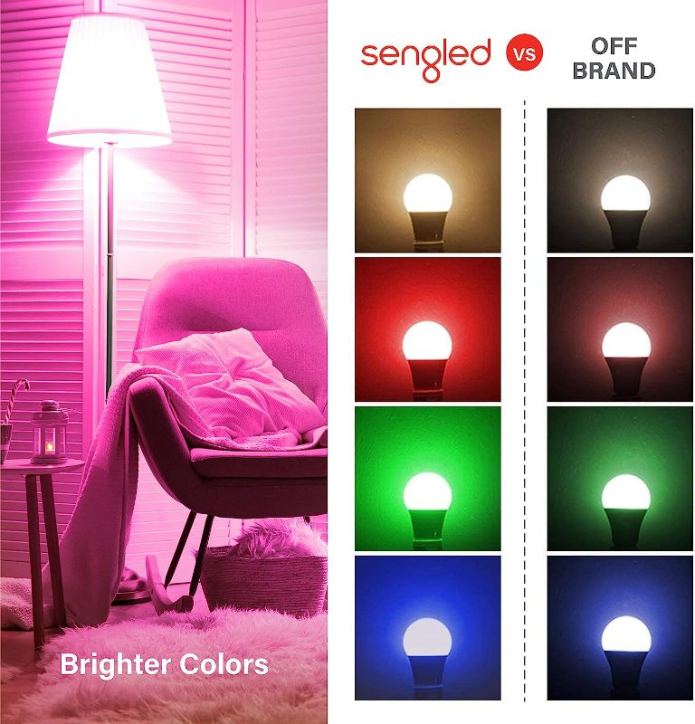 Photo 4 of Sengled Smart Light Bulbs, Color Changing Alexa Light Bulb Bluetooth Mesh, Smart Bulbs That Work with Alexa Only, Dimmable LED Bulb A19 E26 Multicolor, High CRI, High Brightness, 8.7W 800LM, 1Pack 1 Pack