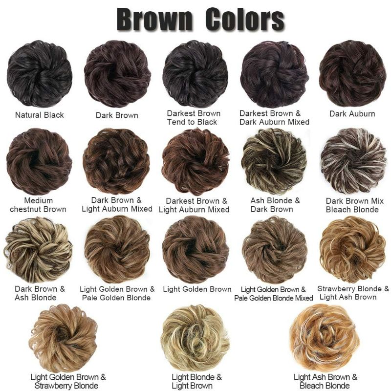 Photo 6 of 1PCS Messy Hair Bun Hair Scrunchies Extension Curly Wavy Messy Synthetic Chignon for Women Updo Hairpiece (Dark Brown)