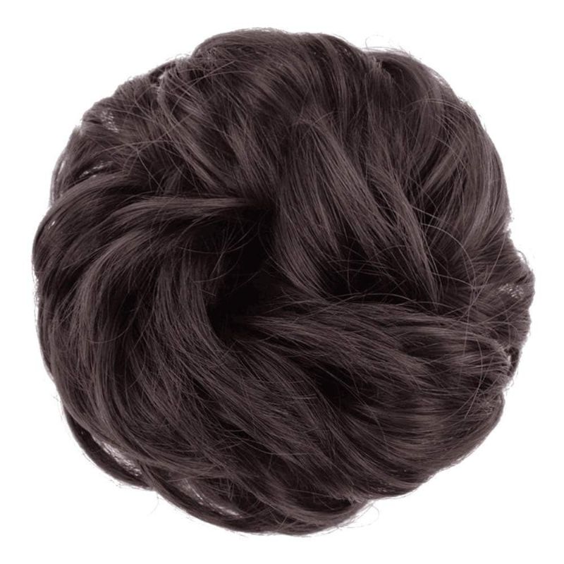 Photo 2 of 1PCS Messy Hair Bun Hair Scrunchies Extension Curly Wavy Messy Synthetic Chignon for Women Updo Hairpiece (Dark Brown)