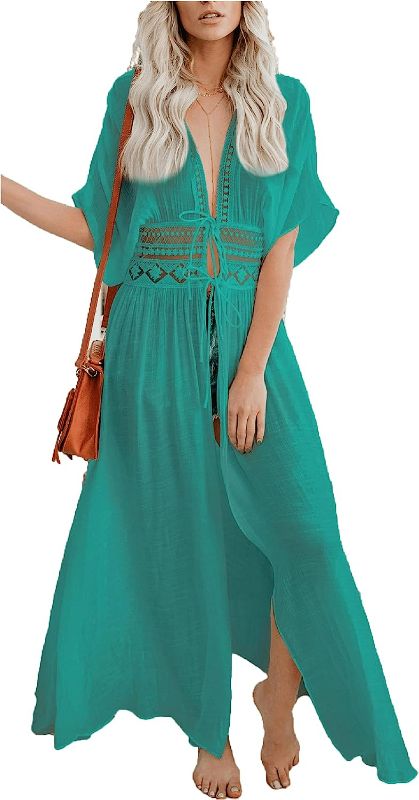 Photo 1 of (Peacock Blue) Wander Agio Womens Bikini Cover Ups Beach Coverup Swimsuits Sunscreen Long Top