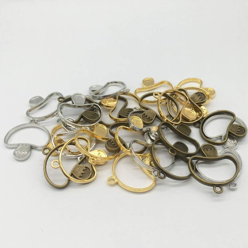 Photo 4 of 30 Pcs Mushroom Open Back Bezel Hollow Pendant Frame Blanks for Resin Jewelry Making Accessories