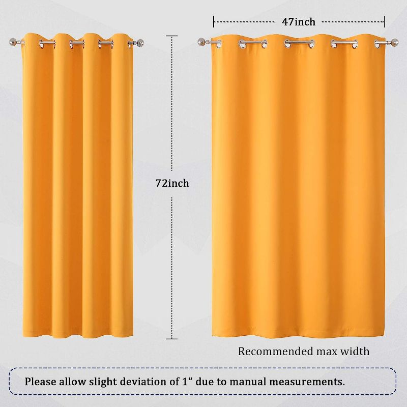 Photo 6 of DUALIFE Orange Blackout Curtain Panels/Drapes for Kids Room 72 inch Length Solid Energy Efficient Room Darkening Bedroom Curtains Thermal Insulated Grommet Top Marigold