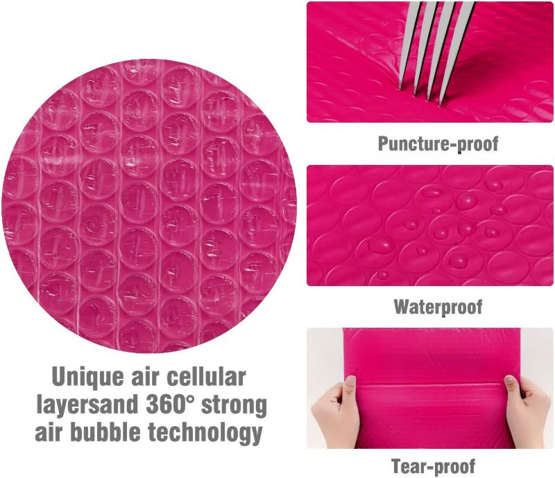 Photo 8 of HBlife 50Pcs Bubble Mailers, 4x8 Inches Self Seal Hot Pink Poly Mailers, Padded Envelopes Shipping Bags Packaging for Small Business