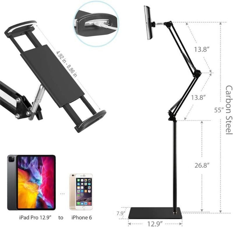 Photo 6 of Floor iPad Stand and Holder, Mefetop Floor Stand for Tablet iPhone and iPad Adjustable Height up to 55 inches