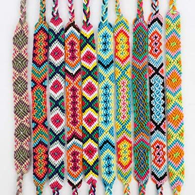 Photo 2 of GAUSKY 20 Pieces Woven Friendship Bracelets Strings 2 Styles Nepal Adjustable Handmade Braided Bracelets Anklet Multicolor Bracelets for Women Girls