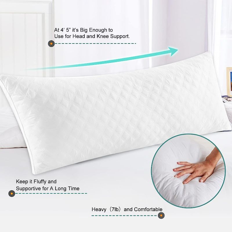 Photo 4 of Oubonun Premium Adjustable Loft Quilted Body Pillows - Firm and Fluffy Pillow - Quality Plush Pillow - Down Alternative Pillow - Head Support Pillow - 21"x54" White-white Side