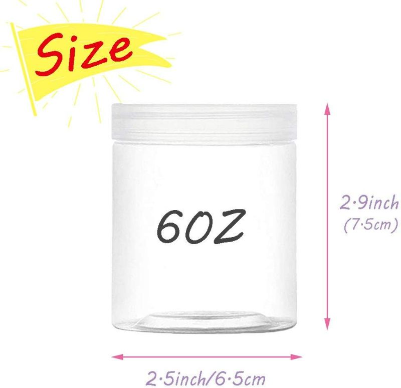 Photo 2 of 15 PCS 6 oz Clear Plastic Round Storage Jars,Plastic Jars with Lids,Wide-Mouth Plastic Containers Jars with Lids for Dry Food,Beads,Jam and Honey Storage