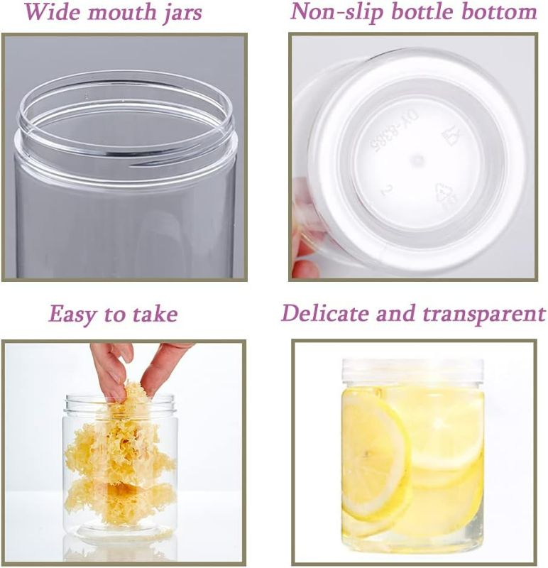 Photo 4 of 15 PCS 6 oz Clear Plastic Round Storage Jars,Plastic Jars with Lids,Wide-Mouth Plastic Containers Jars with Lids for Dry Food,Beads,Jam and Honey Storage