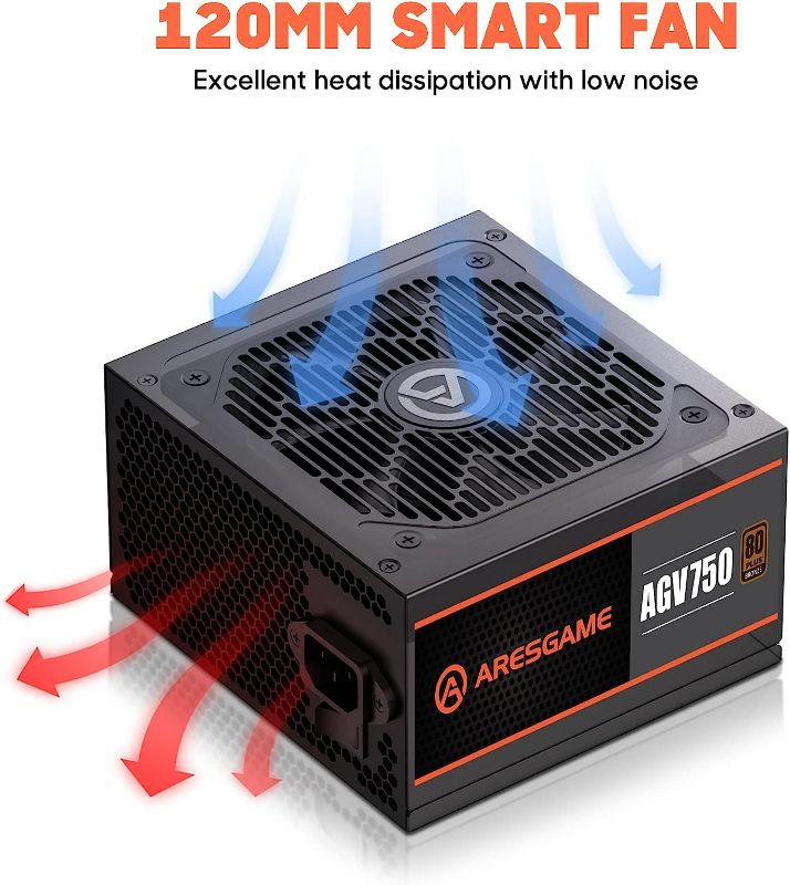 Photo 4 of ARESGAME AGV Series 750W Power Supply, 80 Plus Bronze Certified, Semi Modular Power Supply, 5 Year Warranty