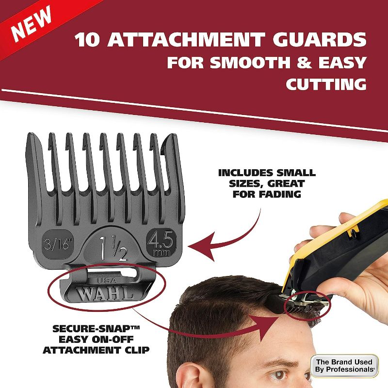 Photo 7 of Wahl Fade Cut Corded Clipper Haircutting Kit for Blending & Fade Cuts with Extreme-Fade Precision Blades, Heavy Duty Motor, Secure-Snap Attachment Guards, & Fade Lever for Home Haircuts - Model 79445