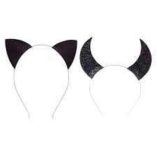 Photo 1 of Uniqhia Devil Horns Headband Angel Halo Felina Glitter Cat Ears Halloween Headband for Fancy Dress Cosplay Hairband