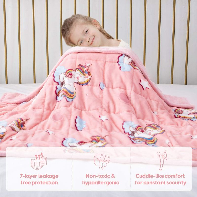 Photo 1 of Kids Weighted Blanket 3lbs, Unicorn Fleece Blanket for Kids with 4 Color Options, Ultra Soft and Cozy Kids Blanket, Great for Calming and Sleep 36x 48inch,Pale Pink