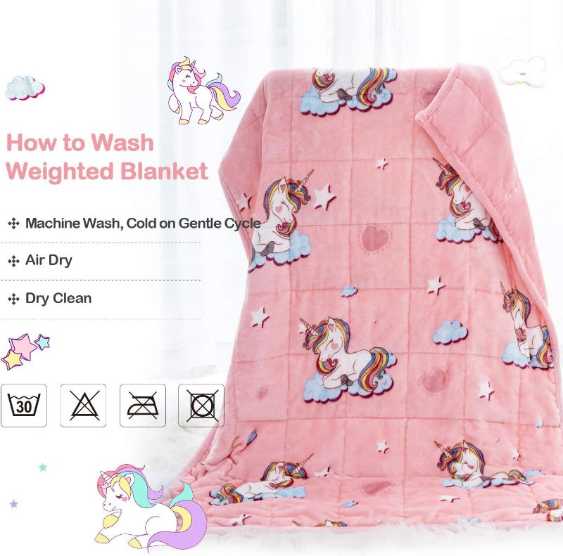 Photo 6 of Kids Weighted Blanket 3lbs, Unicorn Fleece Blanket for Kids with 4 Color Options, Ultra Soft and Cozy Kids Blanket, Great for Calming and Sleep 36x 48inch,Pale Pink