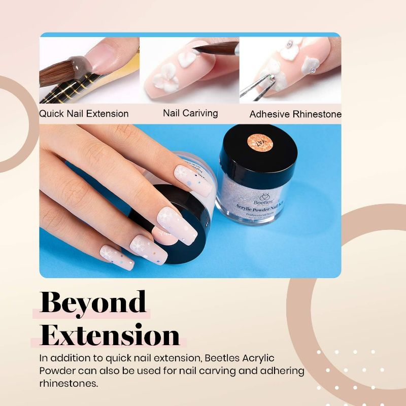 Photo 4 of Beetles Acrylic Powder Nail Kit, Pastel 6 Colors Nude Pink Acrylic Nails Professional Brown Glitter Acrylic Powder Set Nail Art Manicure DIY Home Gifts for Women