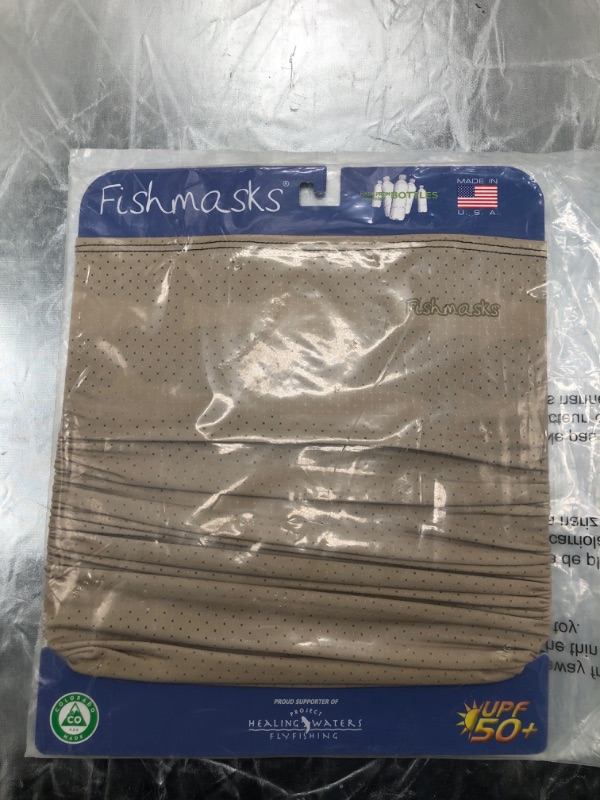 Photo 2 of Fishmasks Single Layer Neck Gaiter - Lightweight, Fishing Protection from Sun, Wind and Moisture - Made in USA - UPF 50+ Moisture-Wicking Fabric ( Khaki )  