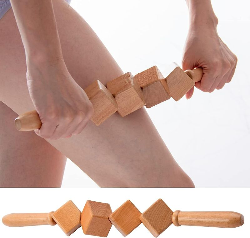 Photo 6 of (2 Pack) Hovom Wood Therapy Massage Roller Tool, Lymphatic Drainage, Wooden Massage & Muscle Roller Stick, Lymphatic Massager, Massage Roller Dice Massager, Maderotherapy ,maderoterapia,Colombiana