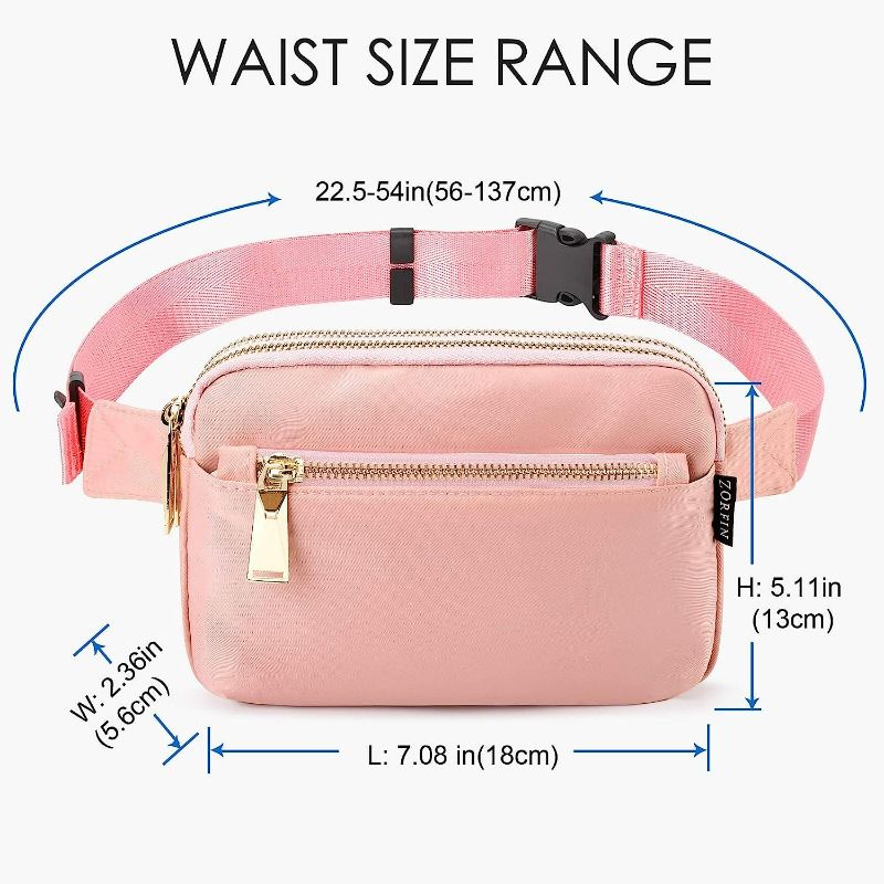 Photo 2 of ZORFIN Fanny Packs for Women Men, Fashion Waist Pack Belt Bag with Adjustable Strap for Outdoors Workout Traveling Casual Running Hiking Cycling (Pink)